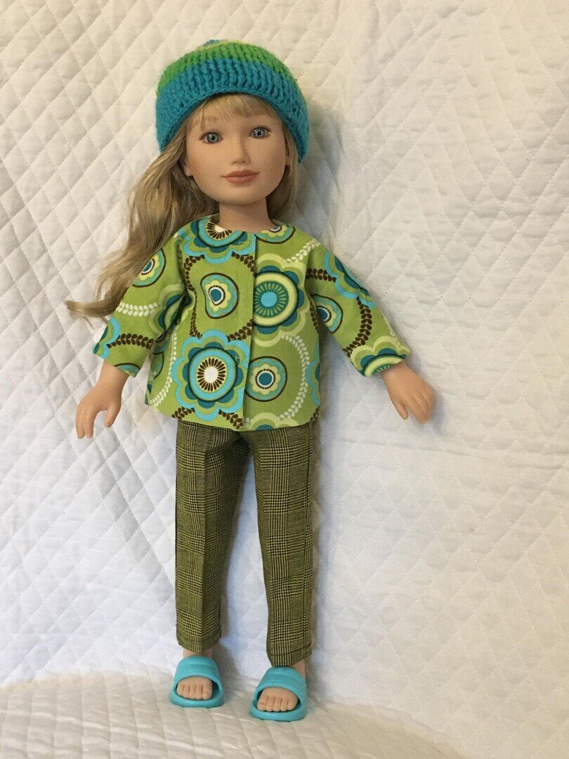 60s Style Top & Slacks w Knit Cap